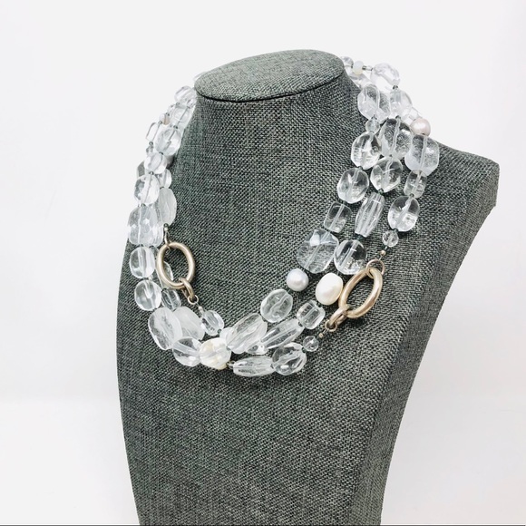 Sterling silver, quartz crystal choker, 143.8g - Picture 6 of 8